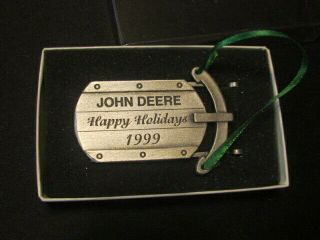 John Deere Christmas Ornament,  1999 Issue,  Features Happy Holidays Sled
