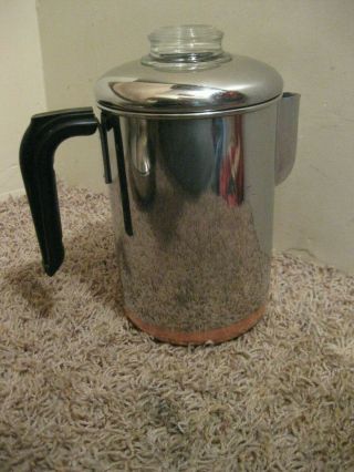 Revere Ware 1801 Copper Bottom Coffee Tea Pot 8 - Cups Percolator Complete