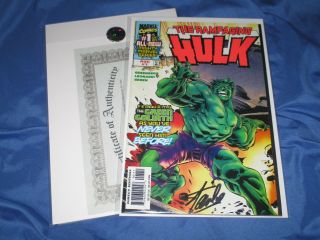 The Rampaging Hulk 1 Signed By Stan Lee W/coa Marvel Comics Avengers