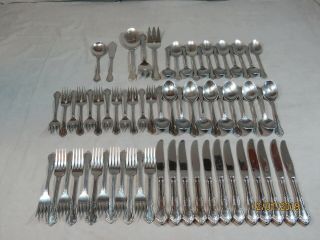 65 Pc Oneida Deluxe Mansfield Rogers Stainless Flatware 12 Place Settings 18/8