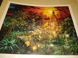 Indiana Jones Adventure Disneyland Concept Art,  Print,  Signed By Chuck Ballew