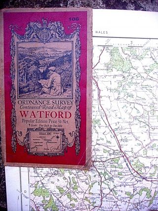 Watford - :classic Ellis Martin Ordnance Map.  1920 - 30:bucks,  Hertfordshire Middlesex