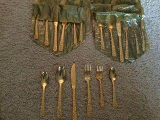 50 Pc.  8 Place Setting Gold Plated Cellini Romanesque Rose Pattern Case