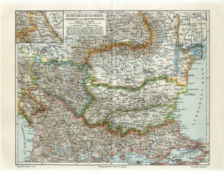 1899 Romania Bulgaria Serbia Montenegro Turkey Bukovina Ukraine Moldova Map Date