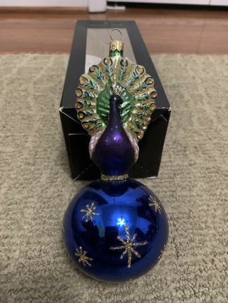 Christopher Radko Peacock Standing On Ball Christmas Ornament