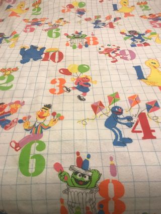 Vintage Chatham Muppets Sesame Street Polyester Blanket 62” X 86 " Big Bird Count