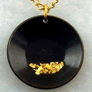 Large Pan Necklace,  Flakes Of Pure Gold,  Miner Prospector Dredge Jewelry Pendant