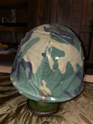 Vietnam Era Us Army M1 Helmet W Liner,  1969 D.  Erdl Cover,  Ground Troop,  Usmc