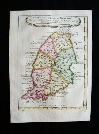1754 Bellin: Orig.  Map: Caribbean,  Central America,  Grenada Island,  St.  George 