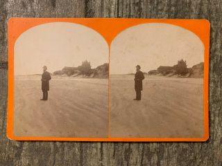 Florida Stereoview On The Beach At Jacksonville 1870s