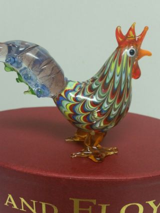 Fitz And Floyd Hand Blown Glass Rooster Figurine Murano Style