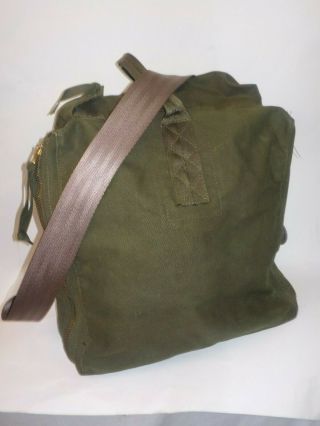 Vintage Us Army Olive Green Canvas Survival Kit Duffle Military Shoulder Bag