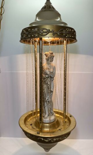 Vintage Hanging Mineral Oil Rain Lamp Creators Inc Nude Greek Goddess