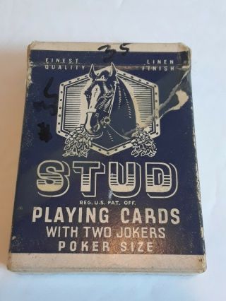 Vintage Blue Stud Poker Size Playing Cards