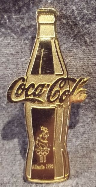 Lmh Pin Pinback Lapel 1996 Olympics Atlanta Coca Cola Coke Games Bottle Shape