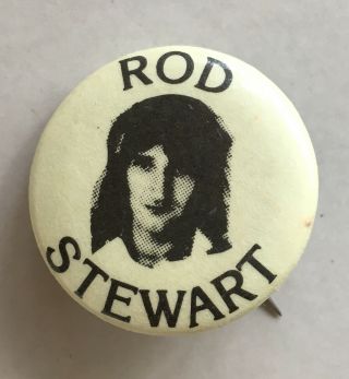Early Old Rare Vintage Black & White Rod Stewart Pinback Button Badge Pin