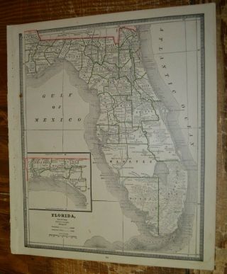 1885 Map Of Florida Showing Railroads - Map Of Alabama On The Reverse