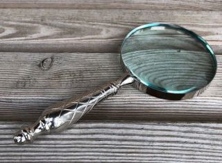 Brass Large Nickel Plated Magnifying Glass 4 " Optical