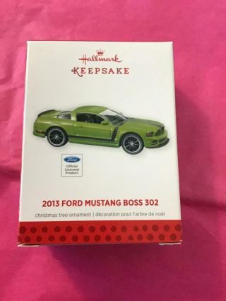 Hallmark Keepsake Ornament 2013 Ford Mustang Boss 302 Lime Green Car Muscle V8
