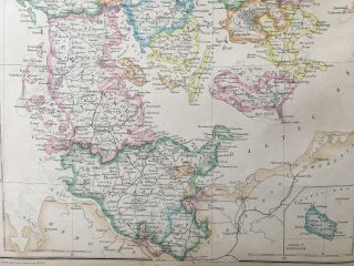1859 DENMARK GREENLAND ICELAND HAND COLOURED ANTIQUE MAP BY BLACKIE 2