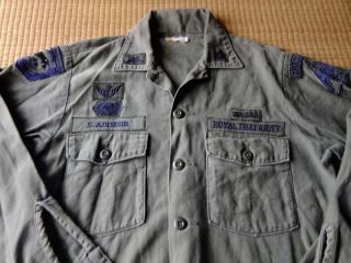 Post Vietnam War Royal Thai Army Og - 107 Shirt With Patch