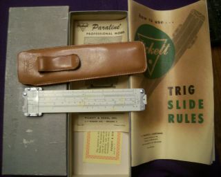 Vintage 6 " Pickett Pocket Metal Slide Rule,  Leather Case Model No.  1006 W/box