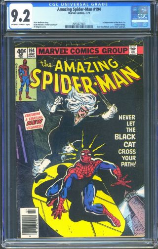 Spider - Man 194 (marvel) Cgc 9.  2 Newsstand Ow/w Pgs 1st App Of Black Cat
