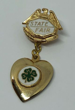 Vintage 1940’s 4 - H Club Enamel Sweetheart Lapel Pin Agricultural Org.  State Fair
