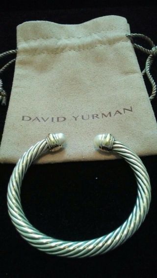 Vintage David Yurman 14k/sterling Silver 7 Mm Cable Bracelet With Pearls