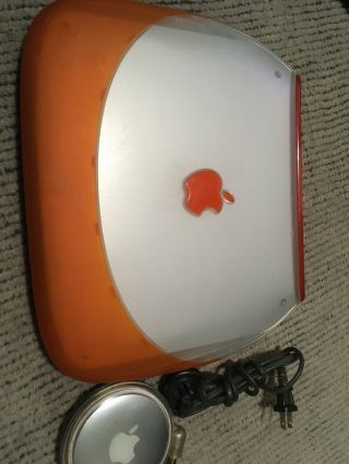 Vintage Apple Ibook Clamshell Tangerine Color W/charger Mac Os 9 Read
