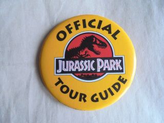 Vintage 1993 Official Jurassic Park Tour Guide Movie Promo Pinback Button