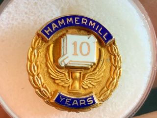 Hammermill Paper Co.  1/10 10k Gold Filled 10 Years Of Service Award Pin.