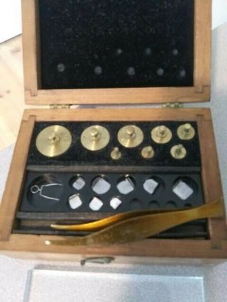 Vintage Central Scientific Co Calibration Weight Set Lab Apparatus Wood Box