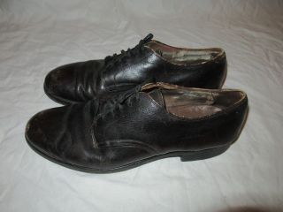 Vtg Dated 1950 Us Military Brown Leather Oxfords Dress Shoes 9 D Cat 