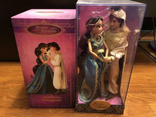Disney Store Designer Doll Fairytale Couple Jasmine & Aladdin Set Le