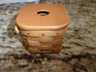 Longaberger Paperclip Basket With Wood Magnetic Lid And Protector