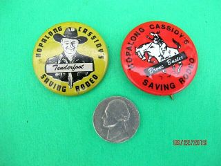 2 Vintage Hopalong Cassidy Western Cowboy Buttons Pinback Savings Rodeo