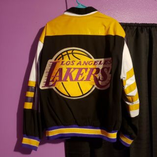 Lakers Vintage Los Angeles Nba Magic Era Leather Jacket (j.  H.  Jeff Hamilton) - L