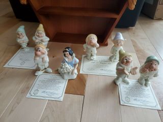 8 Lenox Disney Figures,  Snow White & 7 Dwarves Figures,  House