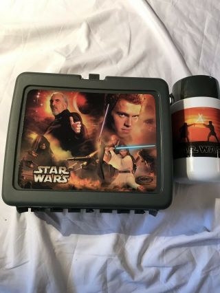 Vintage 2002 Attack Of The Clones Star Wars Lunch Box With Thermos Aotc