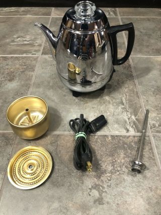 Vintage General Electric Percolator Ge P400a Pot Belly 9 Cup Chrome Coffee Maker