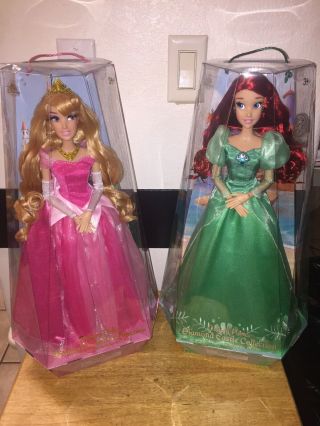 Rare 2 Disney ' s Ariel and Aurora Celebration Doll Limited Edition together 2