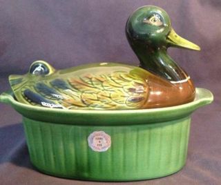 Small Vintage French Ceramic Duck Terrine Collectible Kitchen