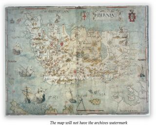 Ireland In 1567 Historic Hardback Protestant Map Drawn For Queen Elizabeth 1