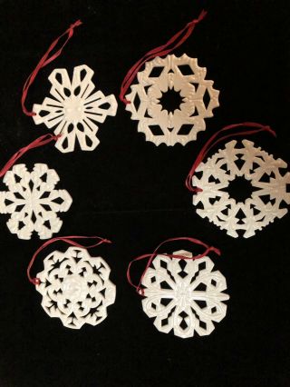 Set Of 6 Longaberger Collectors Club “snow Days” Snowflake Ornaments
