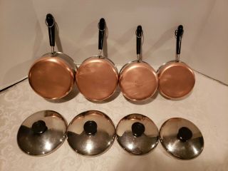 Revere Ware Copper Bottom 8 Piece Cookware Set Sauce Pans,  22 -