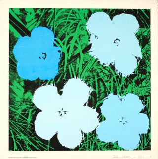 Vintage Pop Art Poster Warhol Flowers (blu) French Printing Heavy Stock