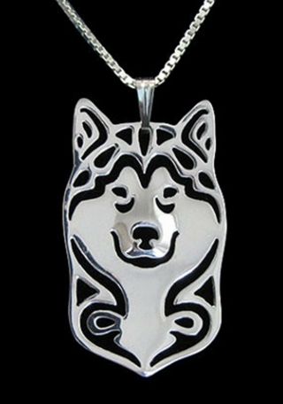 Alaskan Malamute Dog Pendant Necklace - Fashion Jewellery - Silver Plated