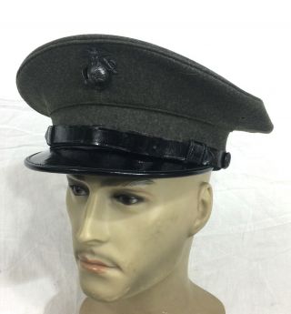 Vietnam War Usmc Marine Wool Green Hat Cap Size 7 C1