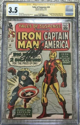 Tales Of Suspense 59 11/64 Cgc Ss 3.  5 Stan Lee Signed 1st Solo Cap Since 1950s
